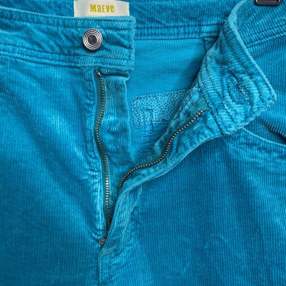 Maeve Anthropologie Women Corduroy High Rise Tapered Pants Teal Blue Size 27 - Picture 6 of 10